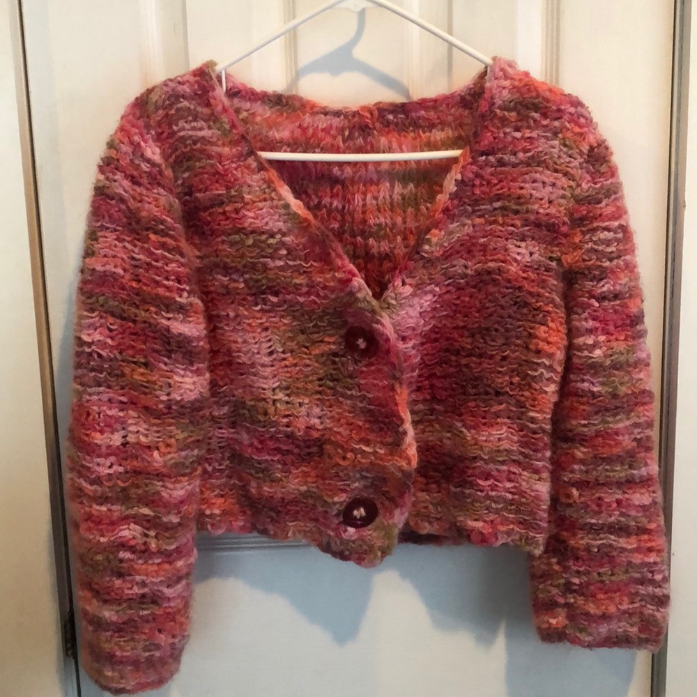 VINTAGE hand knit cropped cardigan